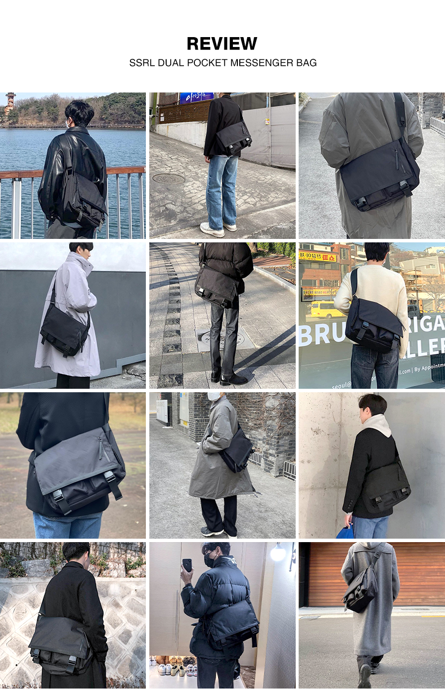 MUSINSA公式 | SSRL dual pocket messenger bag / black